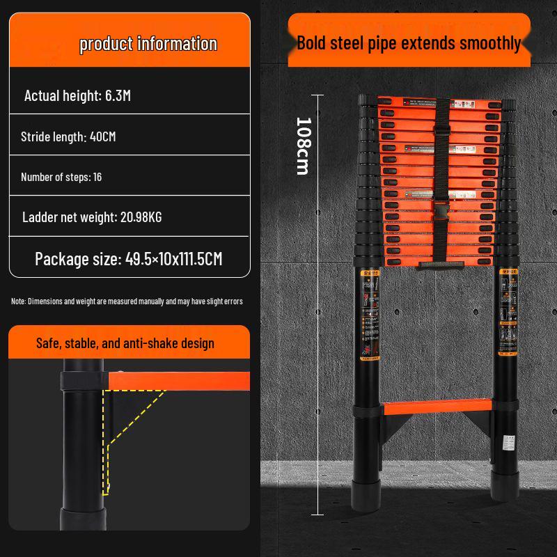 Stainless Steel Telescopic Aluminum Alloy Folding Step Ladder