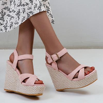 Sandálias de Cunha Plataforma Femininas Sapatos de Verão Saltos da Moda Sandália Gladiadora Sapatos Casuais para Festa Chinelos Femininos Tamanho Grande 44