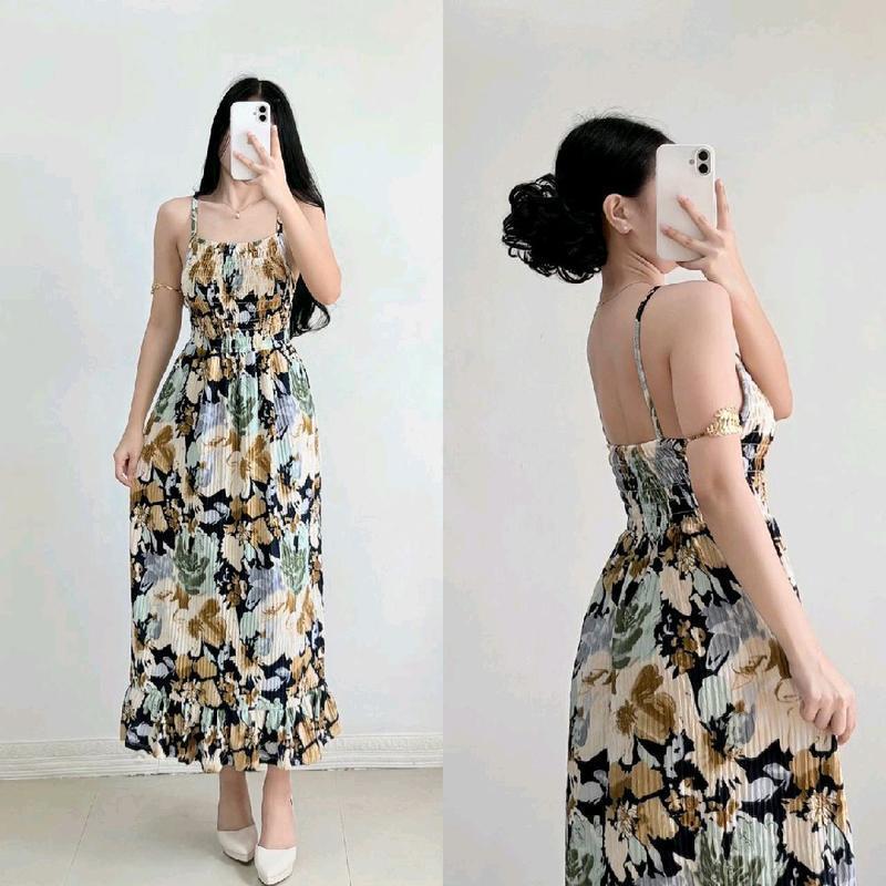 Европейское летнее платье-сарафан в богемном стиле с двойным воротником M