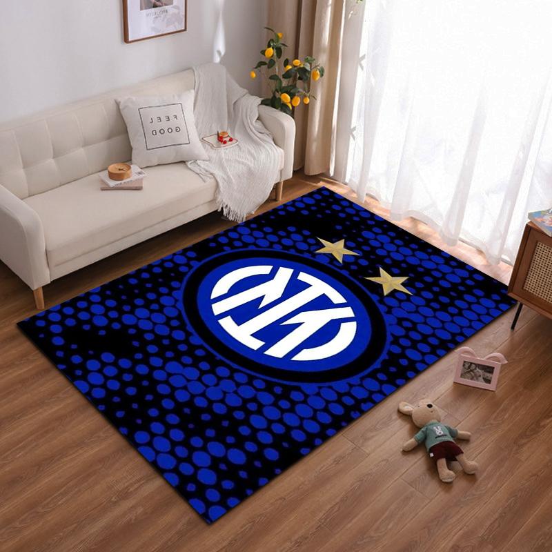 Tappeto Logo Inter Milan, Design Blu e Nero con Accenti Stellati Adatto per l'uso come antiscivolo per soggiorno camera da letto divani