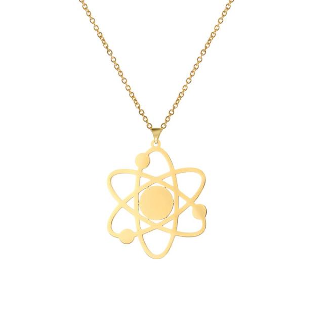 

Ожерелье с подвеской Atomic Model из нержавеющей стали для женщин и мужчин, золотистая цепочка, аксессуары, модные ювелирные изделия, подарок