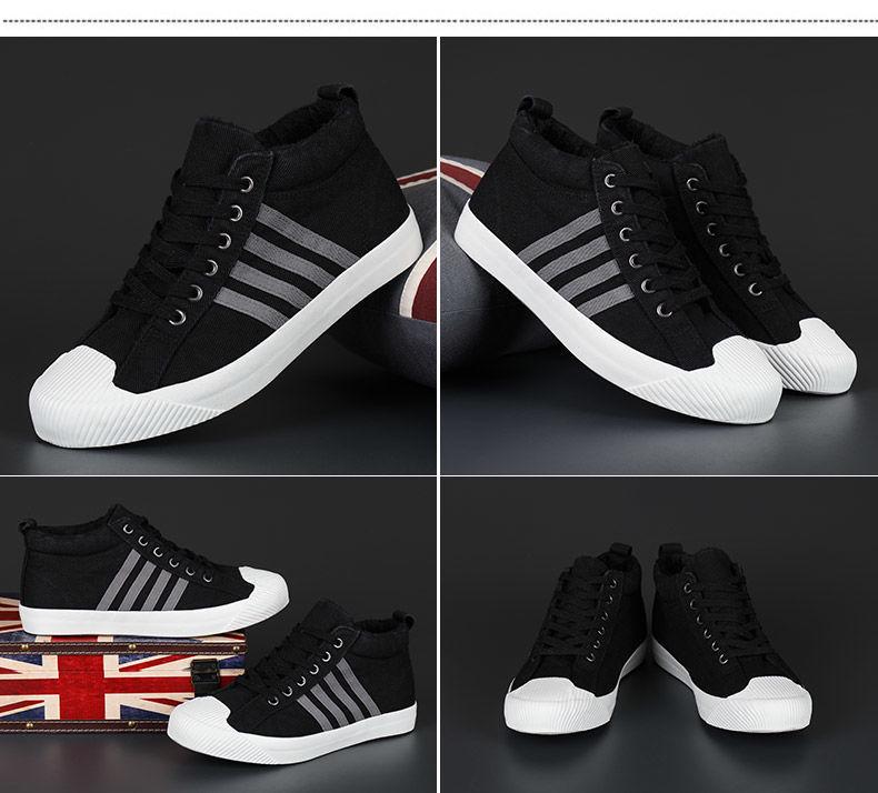 Herren Fleecegefütterte High-Top Canvas-Sneaker: Warme, vielseitige, lässige Winterschuhe.