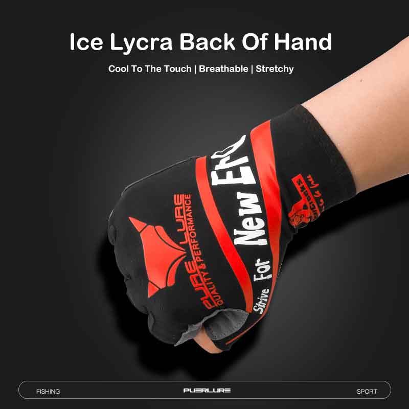 PURELURE Ice Lycra Fabric Anti-slip Fishing Gloves Outdoor Sports Breathable Cycling Bike Bicycle Camping Hiking Fingerless Glov
