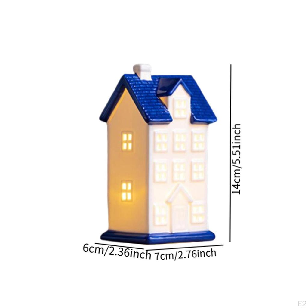 Ceramic Illuminated Cottage Figurine, House Statue, Figurines, Scene, Porcelain, Christmas