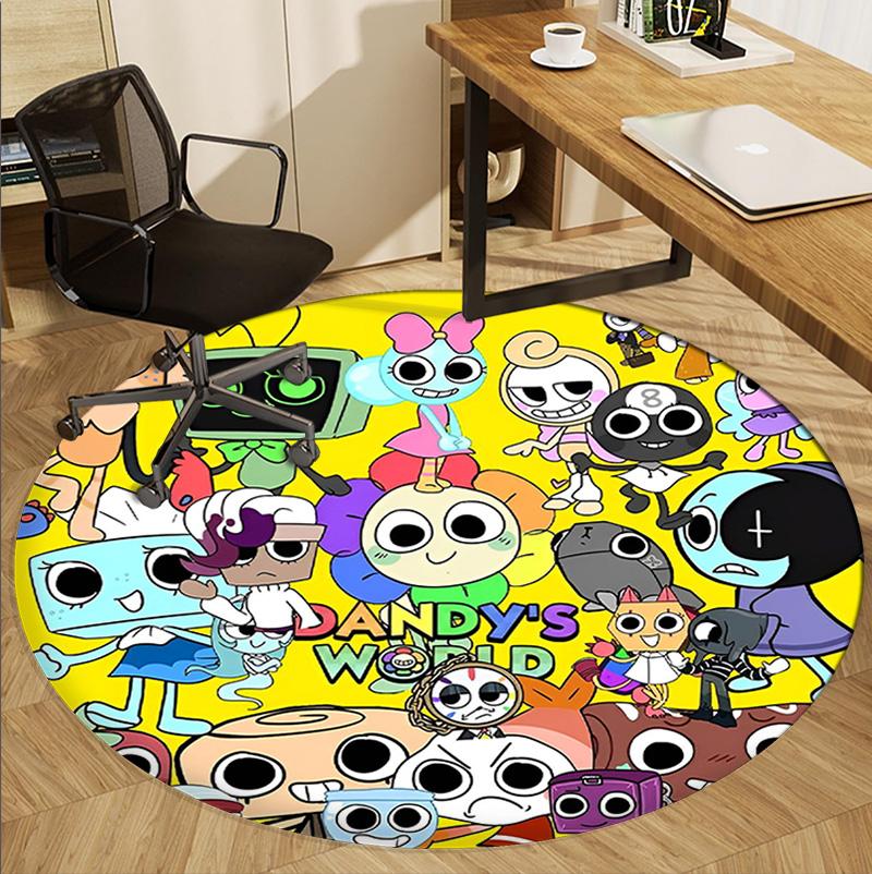 Dandy's World Pattern Round Rug, Indoor/Outdoor Mat, for Picnic, Gameroom, Bedroom, Office, Living Room, Home Decor Carpet, Birthday Gift