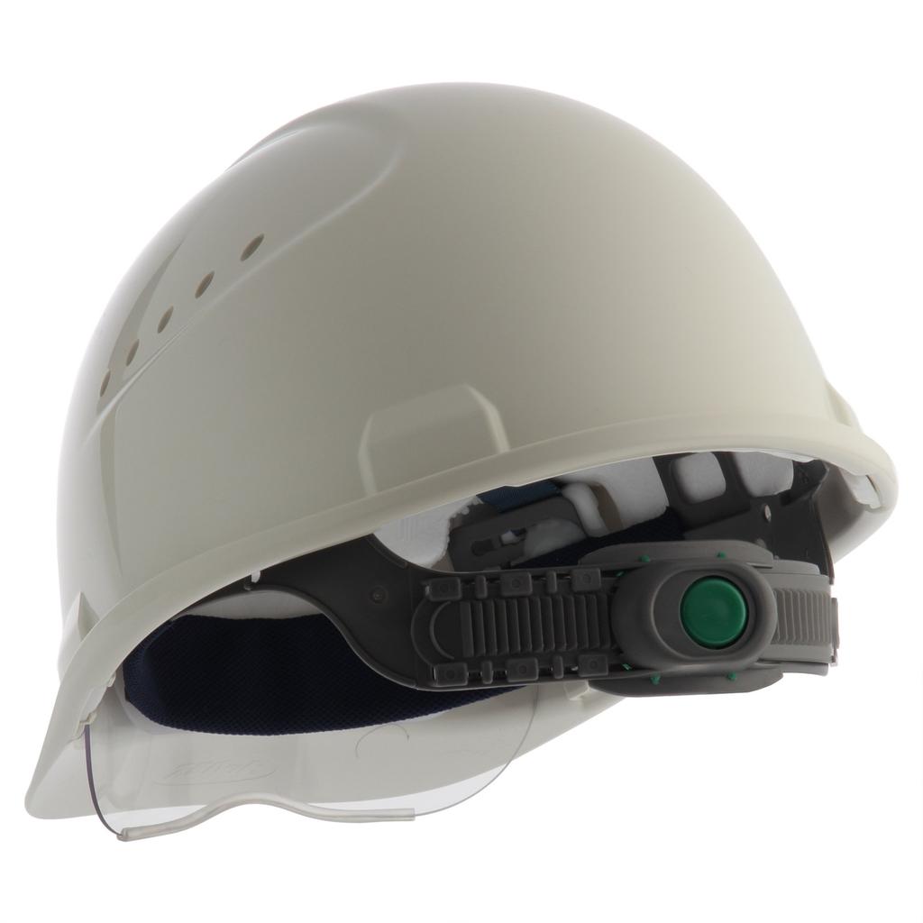Sumibe Techno Plastics Helmet SAX Series with Shield and Styrofoam Liner Vents, SAXCS-B-WH