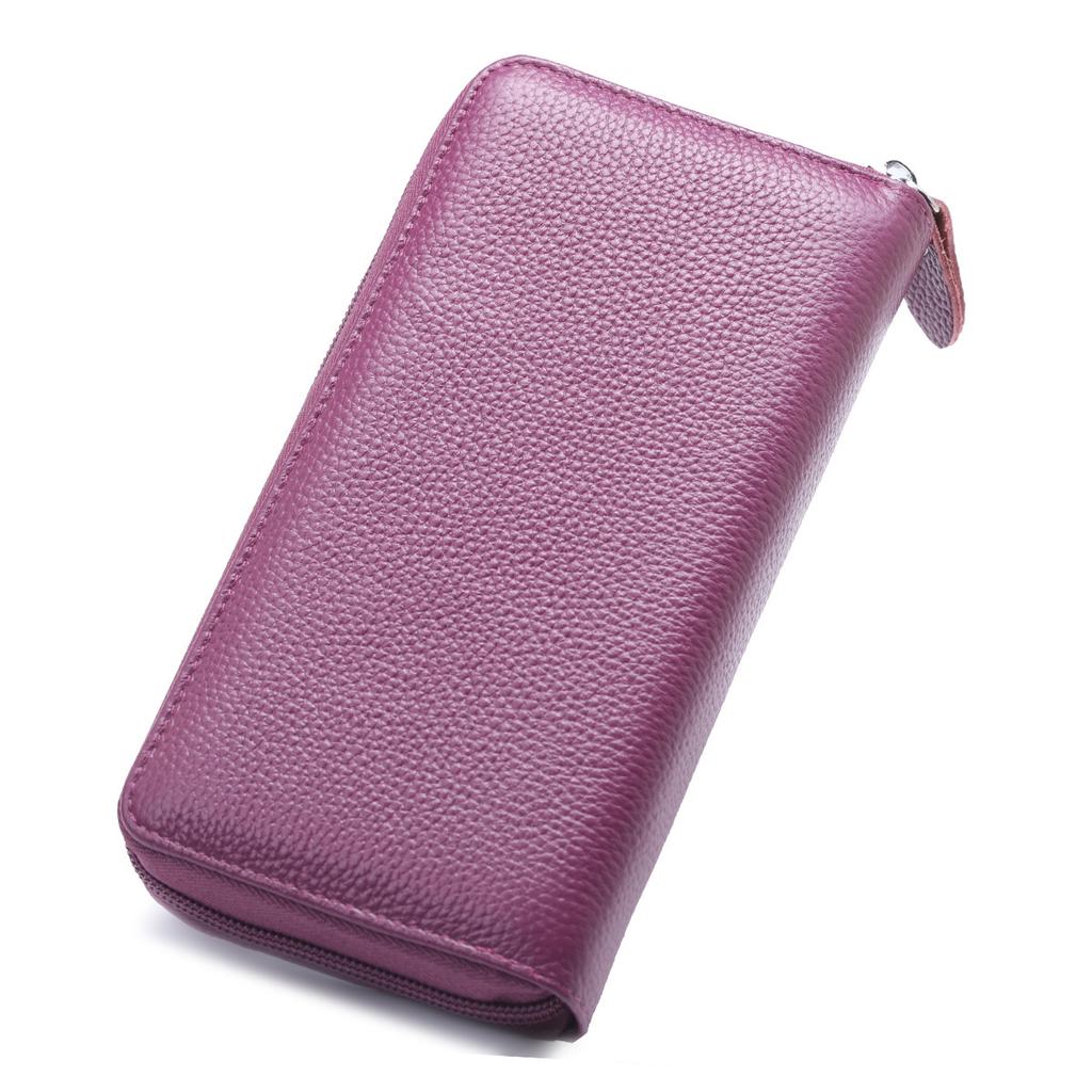 Leather Blocking Wallet Long Zipper Handbags Purse Large Capacity Card Holder Wallet