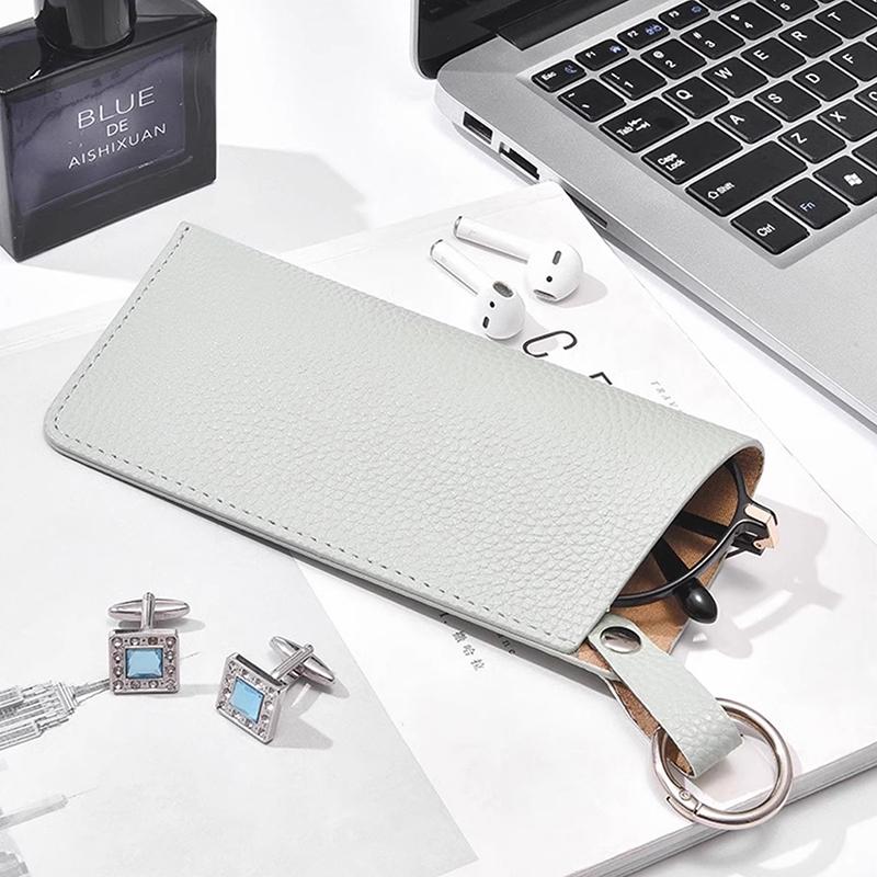 Sunglasses Pouch Pu Leather Glasses Bag Eyewear Protector Case With Keyring Glasses Storage Bag Korean Style Glasses Clip