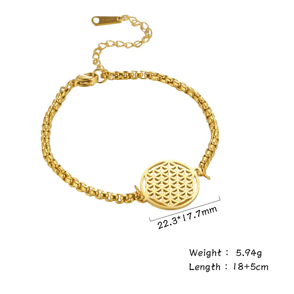 Flower of Life Charm Bracelet Stainless Steel Viking Amulet Unisex Vintage Jewelry Gift for Women Men