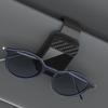 Car Sun Visor Glasses Holder Press Open 1Hand AntiScratch Compact Universal Fit Clip-On Organizer Carbon Fiber Black Beige Brown