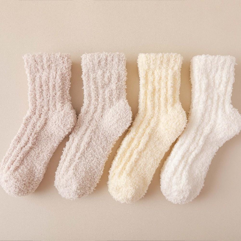 1/4 Pairs Winter Coral Velvet Socks Warm Floor Socks Soft Cotton Socks Sleep Socks
