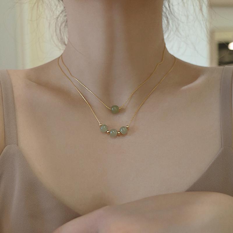 Bead Chain Necklace For Women Fresh Temperament  Peace Happiness Jewelry