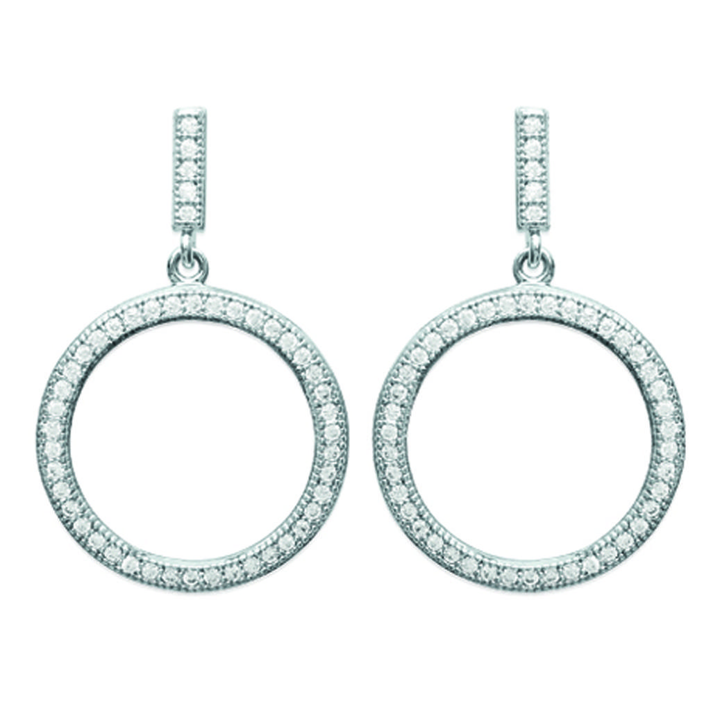 Les Trésors De Lily [L3734] - Boucles Argent 'Sissi' blanc argenté (rhodié) - 25x15 mm