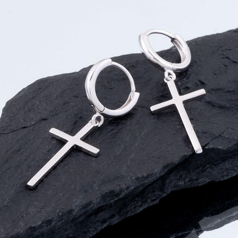 Hip Hop Punk Cross Stud Earrings Personality Trendy Jewelry For Men And Women