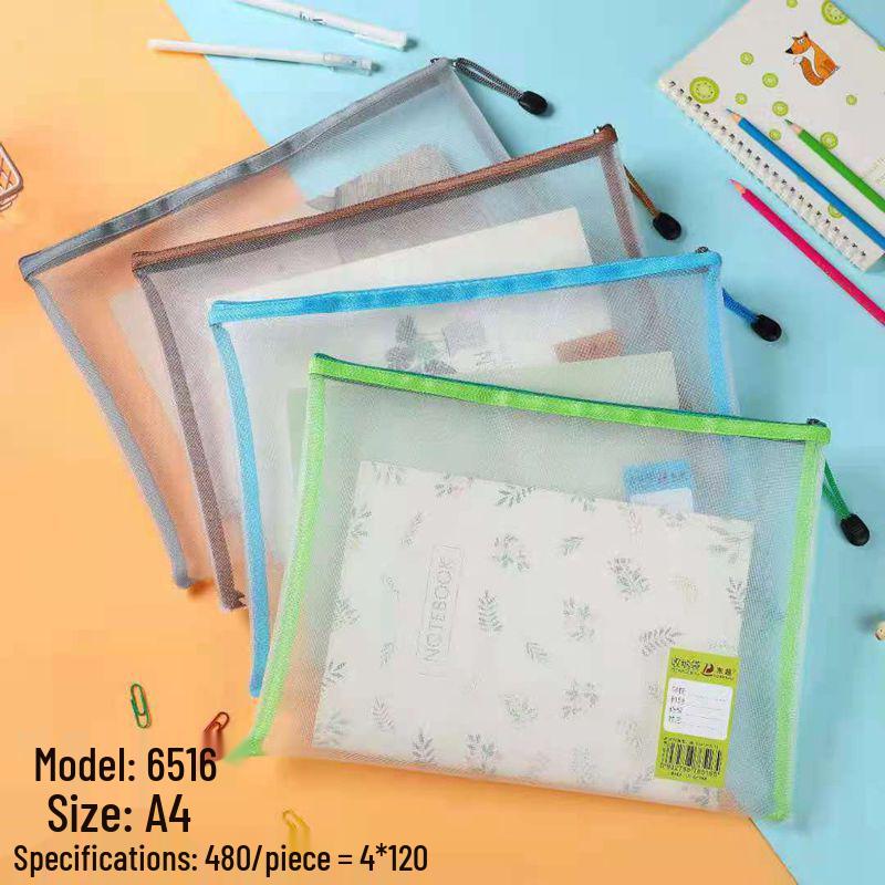 A4 Mesh Double-Layer Document Bags, 5-Pack - Subject Classification & Storage for Students A4 File Bag