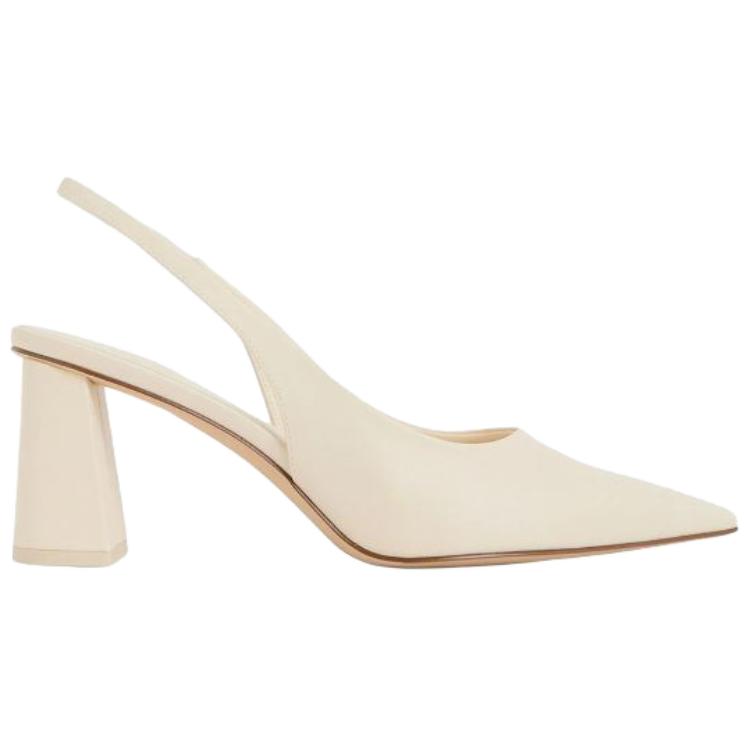 Charles & Keith Fashion Open-Back Chunky Heel High Heels 6.6cm Women high heels Beige CK1-60361462_CHALK