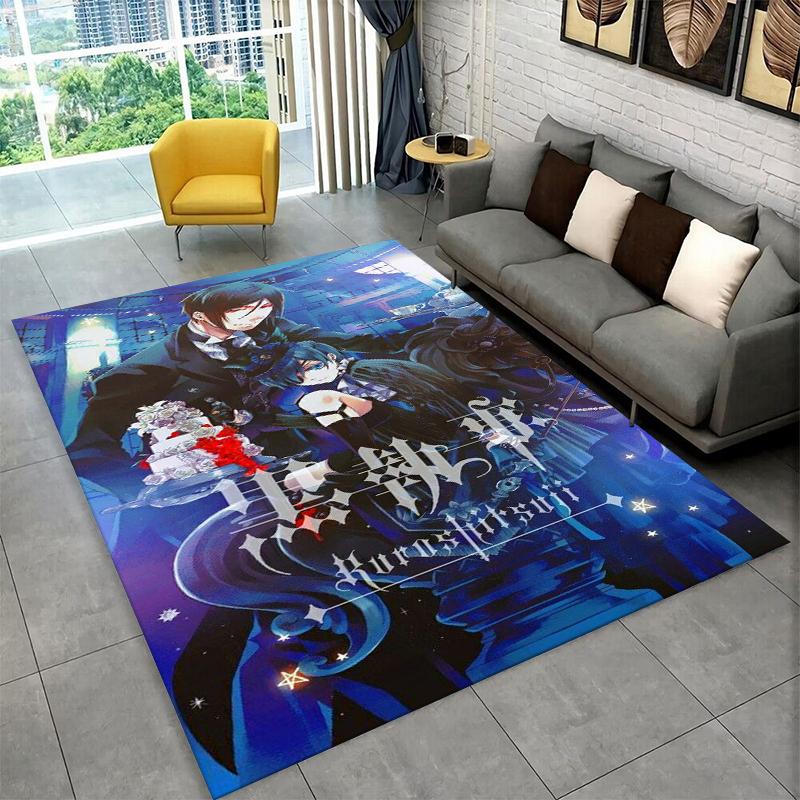 Black Butler Cartoon Anime Carpet Rug for Playroom Bedroom Living Room Sofa Home Decor,kid Game Area Rug Non-slip Floor Mat