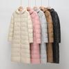 Women's Long Over-the-Knee Lightweight Duck Down Hooded Winter Jacket - Korean Style, Slimming, and Warm.
