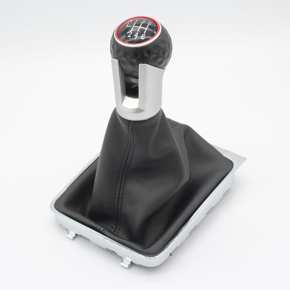 5 6 Speed PU Leather Gear Shift Knob For VW Golf 7 A7 MK7 GTI GTD Level Shift Car 2013-2018