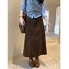 Women's Coffee-Colored Retro Corduroy Skirt - French Autumn/Winter 2025 Design