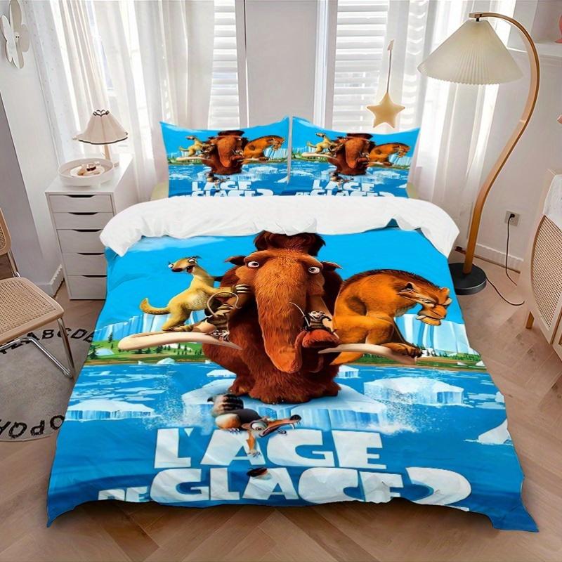 3pcs Ice Age 2 Adventure Bedding Set, Includes Quilt Cover and Pillowcases, Suitable for All Seasons, Machine Washable, Ideal Gift for Famil