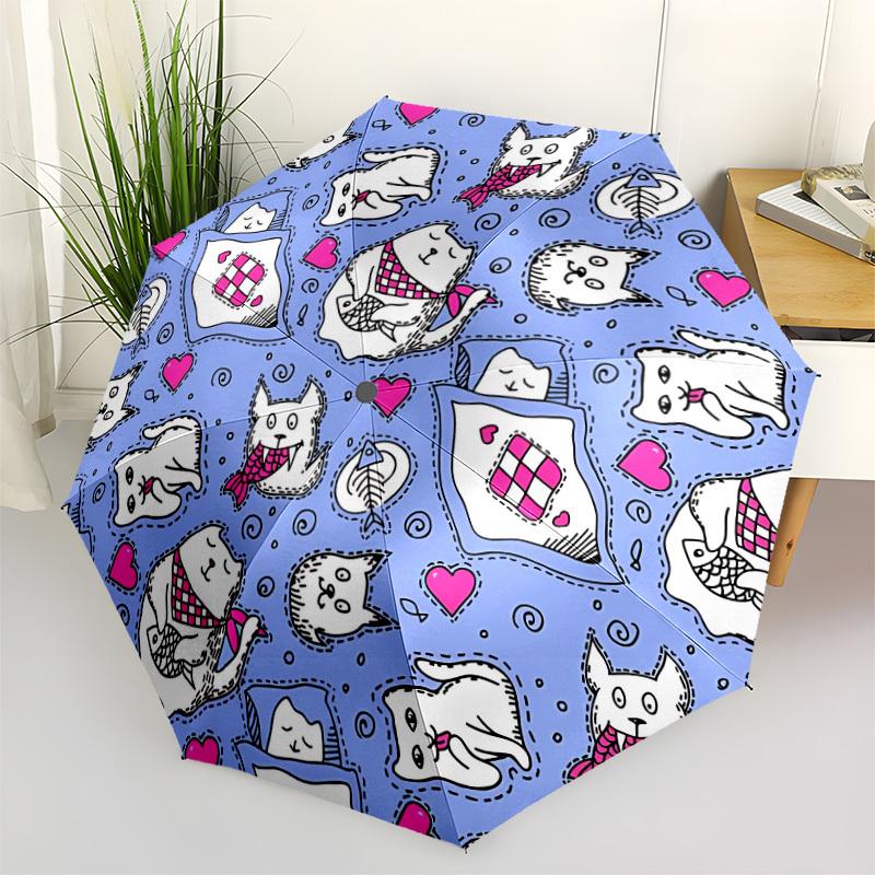 

1pc Cat Pattern Automatic Opening and Closing Folding Umbrella with 8 Iron Ribs - Portable, Foldable for Travel yy251124093
