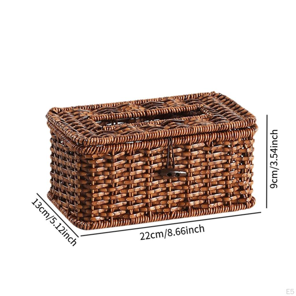 Tissue Box Cover Facial Dispenser Woven Napkin with Lid for Living Room