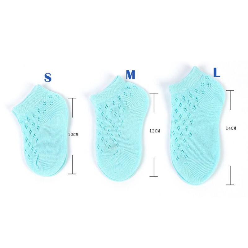 Summer Baby Short Ankle Socks Mesh Thin Cotton Unisex Solid Color Hollow Toddler