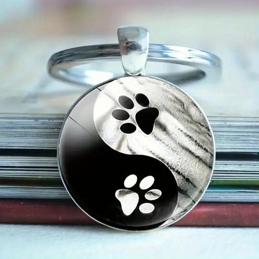 Stylish And Cute Print Pattern Round Glass Alloy Pendant