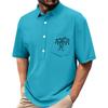 Men's Summer Solid Color Print Four-sided Stretch Lapel Button Pocket Shirt Casual Sports Short-sleeved Top