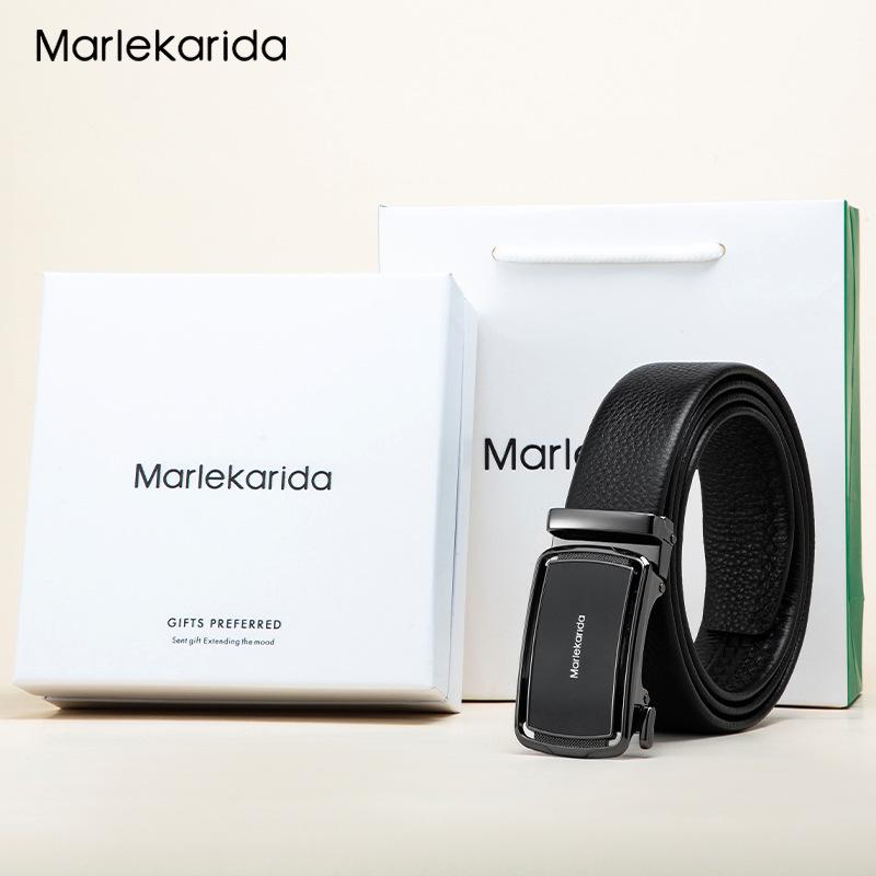 Marlekarida Men s 2025 Automatic Buckle Genuine Leather Belt - High-End Business Cowhide Trousers Accessory 115 cm
