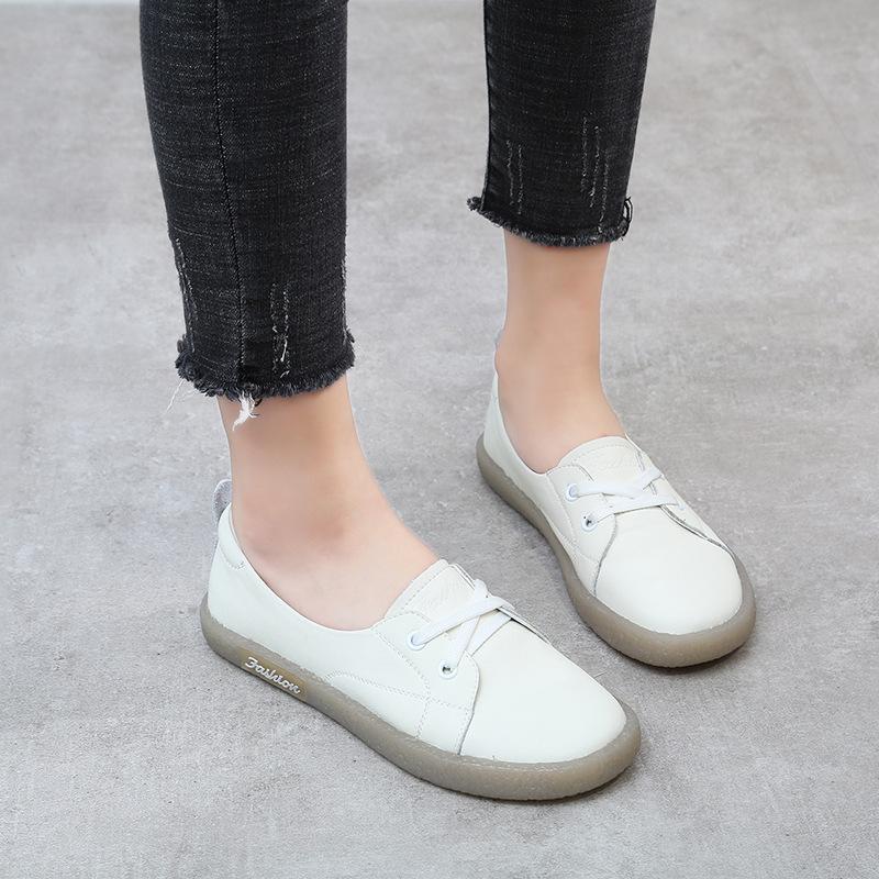 Fujin 3cm Cow Genuine Leather Shallow Moccasin Flats Soft Soled Luxury Ethnic Woman Elegance Summer Lace Up Ladies Comfy Shoes