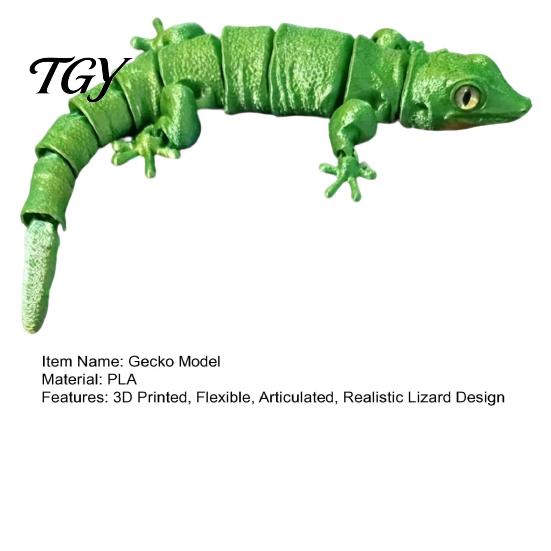 Realistic Gecko Decoration 3D Printed Articulated Figurine, Reptile Ornament with Movable Joints, Cute Posable Model Lizard Animal Figure for