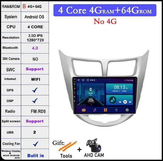 9 Lnch For Hyundai Solaris 2010 -2016 2.5D Touch Screen Car Radio Video Multimedia Navigation GPS IPS 4G Wifi Stereo Auto