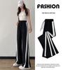 Women's Ice Silk Wide-Leg Sports Pants - Black, Thin, Straight, Loose, Casual Style for Spring, Summer, and Autumn