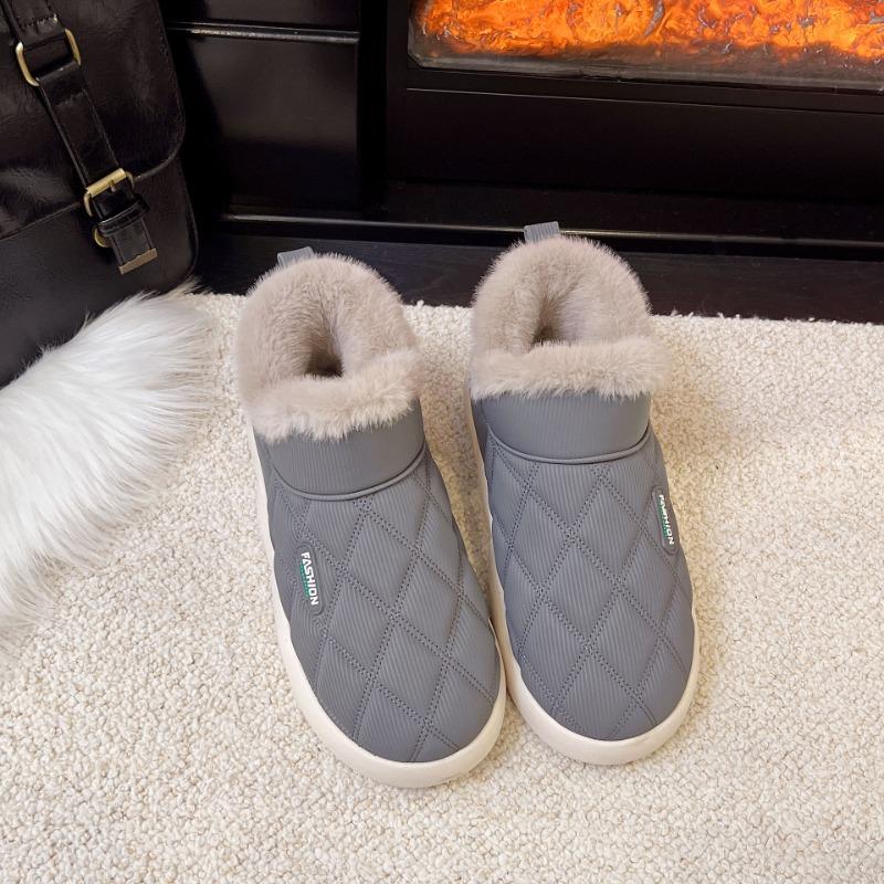 Winter New Bag Heel Home Indoor Cotton Slippers Warm Velvet Non-slip Snow-proof Platform Bread Shoes Wear Cotton Shoes Outside