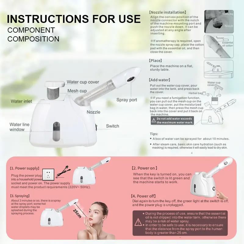 Portable Face Steamer, Household Nano Ion Face Steamer, Humidifier, Pore Removal, Blackhead Removal, Deep Skin Cleansing
