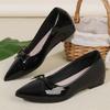 Plus Size Single Shoes Women's Pointed Toe Shallow Mouth Bow Patent Leather Slip-on Soft Slip Flats