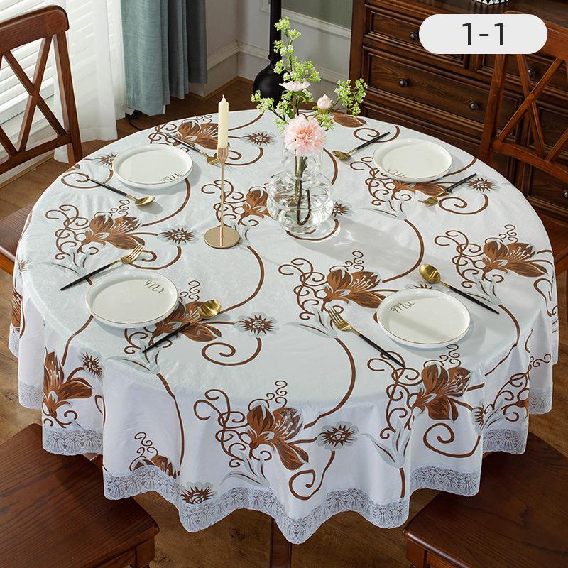 Hot Sale Printed Round Table Cloth PVC Waterproof Oil-proof Tablecloth Home Dining Lace Table Cover for Wedding Party Decor