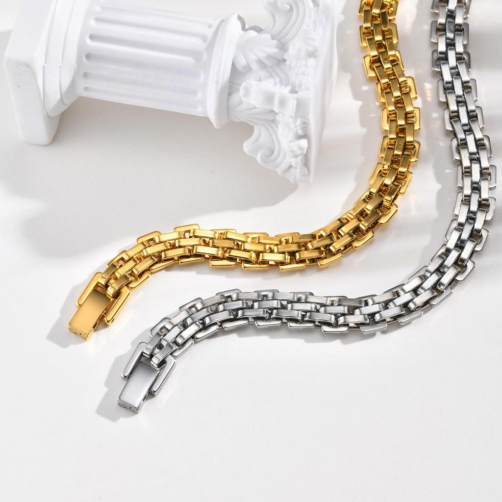 Simple Stainless Steel Watch Strap Bracelet for Women, Silver Gold Color Chain Bracelet, Fashion Waterproof Jewelry