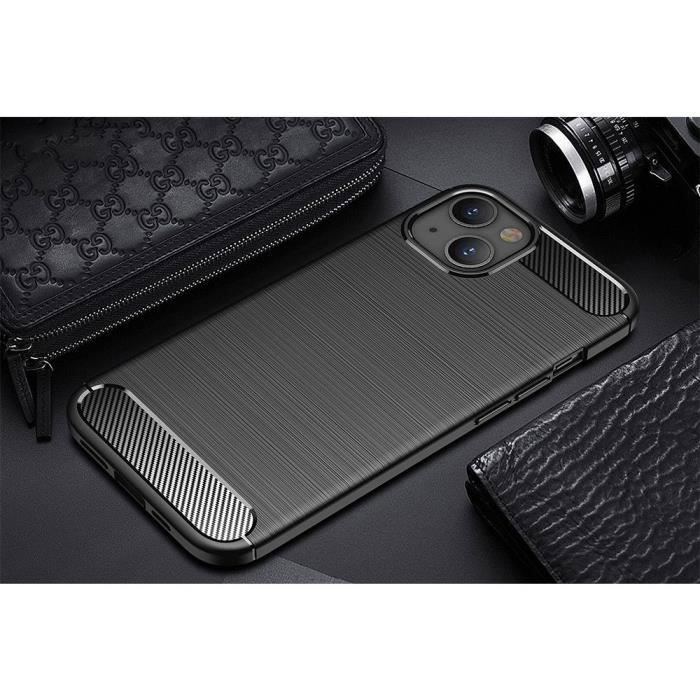 Coque de Protection - BOOLING - iPhone 14 - Souple - Fibre de Carbone - 2 Verres Trempés