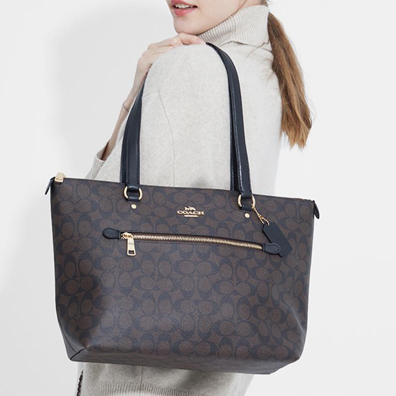 Coach Gallery 32 Presbyopia Canvas with Leather Tote Bag Shopping Bag Hand-held Shoulder Bag Large Women’s Dark Brown