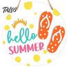 Beach House Accessories Hello Summer Door Sign, Ice Pop Flip Flop Welcome Hanger, Outdoor Patio Decor Farmhouse Hanging Wooden Wreath for Front