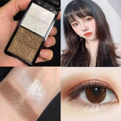 Authentic French 2026 New Two-Color Eyeshadow Palette, Pearlescent Potato Mud Earth Tones, Daily Light Makeup, Waterproof