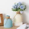 Nordic Style Plastic Faux Ceramics Striped Vase Desktop Decor for Home