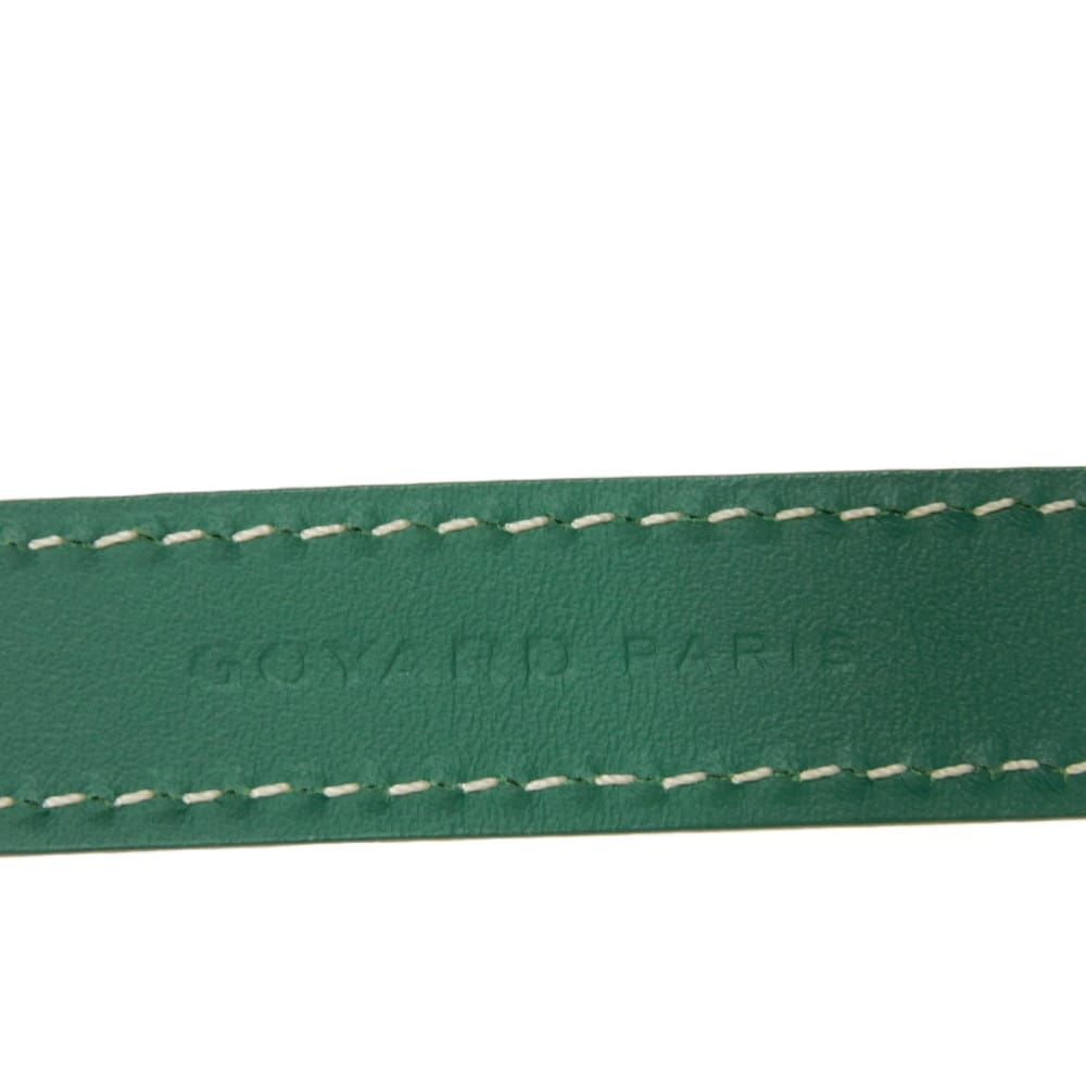 Used 9776 Bandouliere 4.7" 7954 Current Calfskin Silver 0.8" Width Excellent Condition Logo Embossed Green Unisex from
