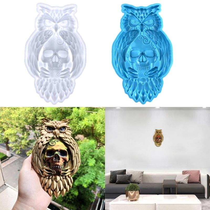 Semi-stereoscopic Owl Skull Wall Ornaments Drop Glue Mold Diy Wall Pendant Desktop Decoration Epoxy Silicone Mold