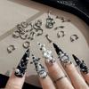 20/30/60Pcs Punk Metal 3D Nail Charms Fingertip Ring Studs Black/Silver Alloy Nail Art Decoration Manicure Supplies Accessories