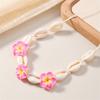 Elegant Soft Clay Flower and Shell Pendant Necklace Sturdy Flexible Chain Jewelry Accessory Gift