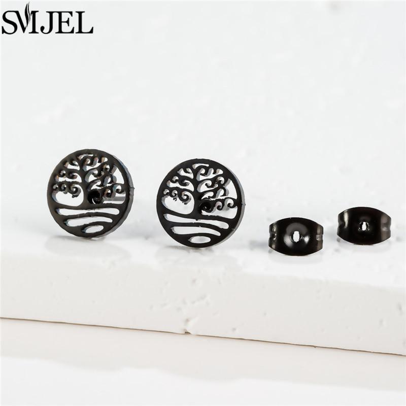 Vintage Tree of Life Stainless Steel Earrings for Women Fashion Norse Mythology Yggdrasil Jewelry World Peace Ear Studs Gift